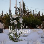 Μπομπονιέρα γάμου τούλινη με λευκές φούντες μέσα το ποτήρι
