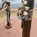 Λαμπάδες γάμου ξύλινες χειροποίητες με λουλούδια