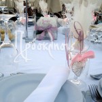 Μπομπονιέρα γάμου τούλινη με διακοσμητική καρδιά μέσα στο ποτήρι