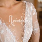Νυφικό 'Gabbiano & Strekkoza' σε ρομαντική γραμμή με με δαντέλα και μανίκια